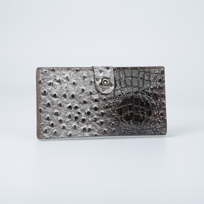 Кошелёк женский "Вирджиния", 3 отдела, отдел для кредиток, цвет коричневый