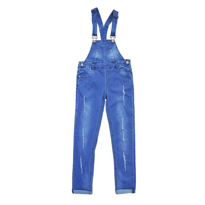Полукомбинезон джинсовый для девочек, рост 140 см, цвет синий джинсовый жакет для девочек рост 140 см цвет синий