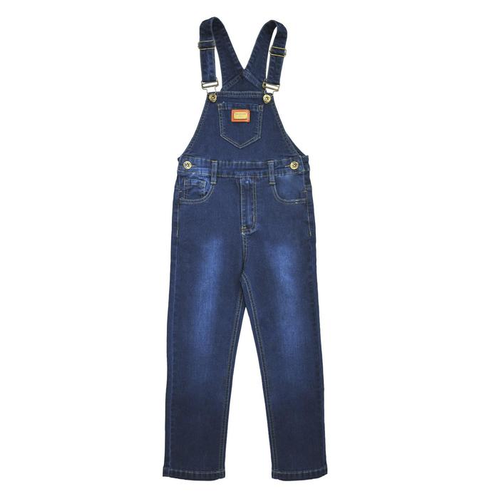 Полукомбинезон джинсовый для мальчиков, рост 104 см, цвет синий жилет джинсовый для мальчиков рост 128 см цвет синий