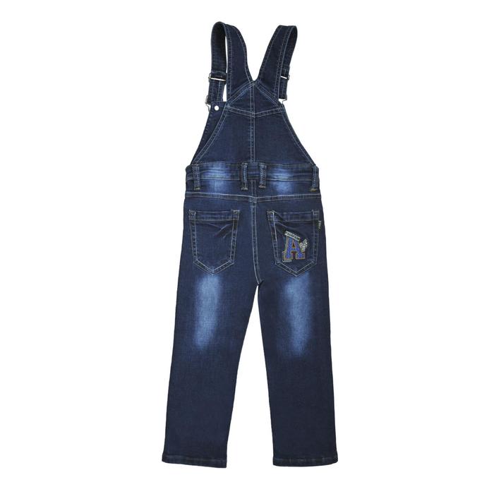 фото Полукомбинезон джинсовый для мальчиков, рост 86 см, цвет синий yuke jeans
