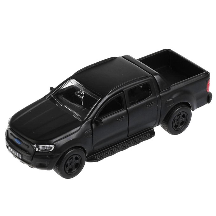фото Машина металлическая ford ranger pickup, 12 см, открываются двери и багажник, инерция, цвет чёрный матовый технопарк
