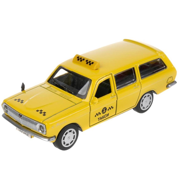 фото Машина металлическая газ-2402 «волга такси», 12 см, открываются двери и багажник, цвет жёлтый технопарк
