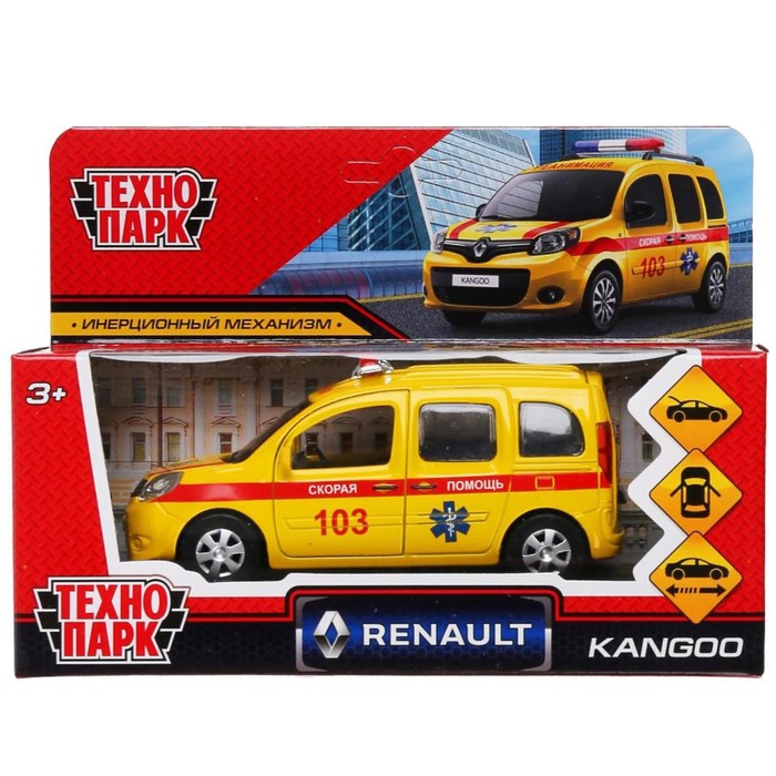 цена Машина металлическая «Renault Kangoo реанимация», 12 см, открываются двери и багажник, цвет желтый
