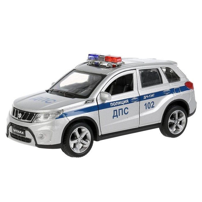 фото Машина металлическая «suzuki vitara полиция», 12 см, открываются двери и багажник, цвет серебристый технопарк