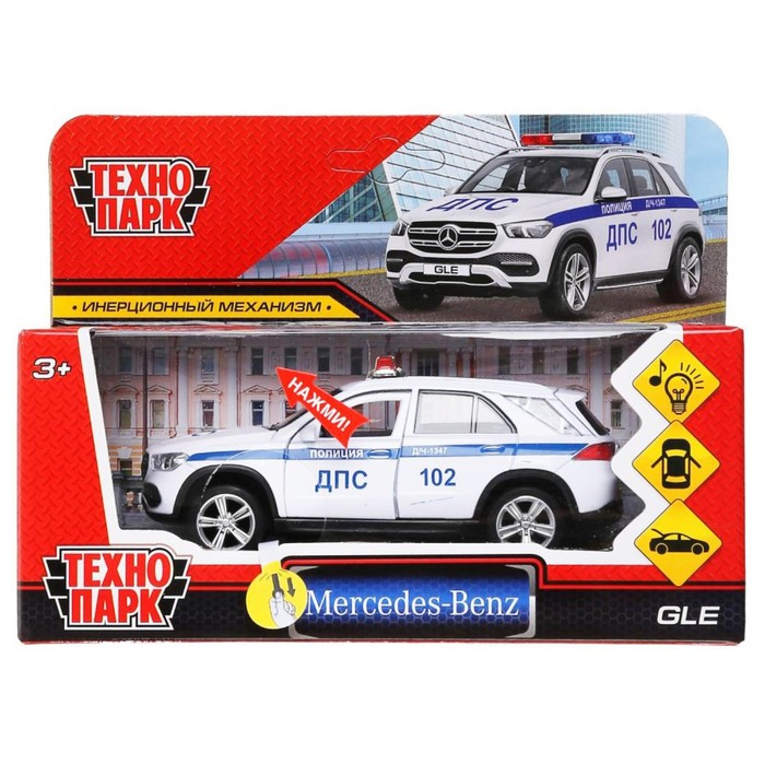 фото Машина металлическая «mercedes-benz gle полиция», 12 см, световые и звуковые эффекты, открываются двери и багажник технопарк
