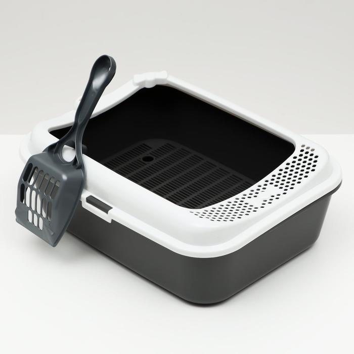 

Туалет Сима с бортом + сетка + совок 30 х 39 х 13,5 см серый FIX