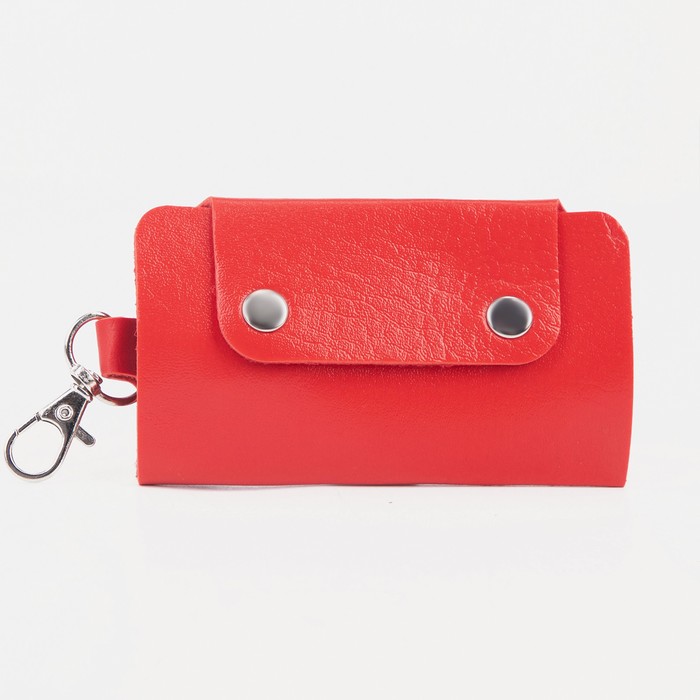 Ключница на кнопке, 7 карабинов, цвет красный