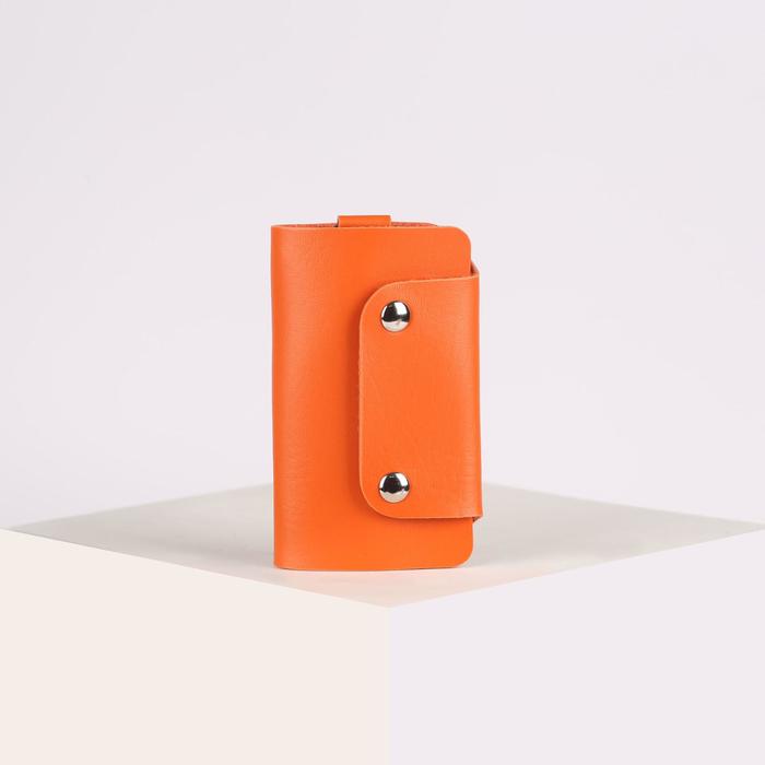Ключница, 7 карабинов на кнопках, оранжевый