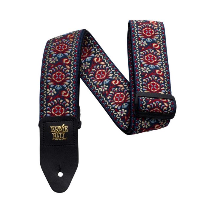 фото Гитарный ремень ernie ball 4091 - royal bloom jacquard, полипропилен, кожаные нашивки