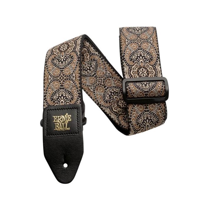 фото Гитарный ремень ernie ball 4163 - jacquard с рисунком gold & black paisley