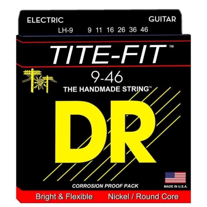 фото Струны для электрогитары dr lh - 9 - серия tite - fit никелированные, light to medium (9 - 46) 663