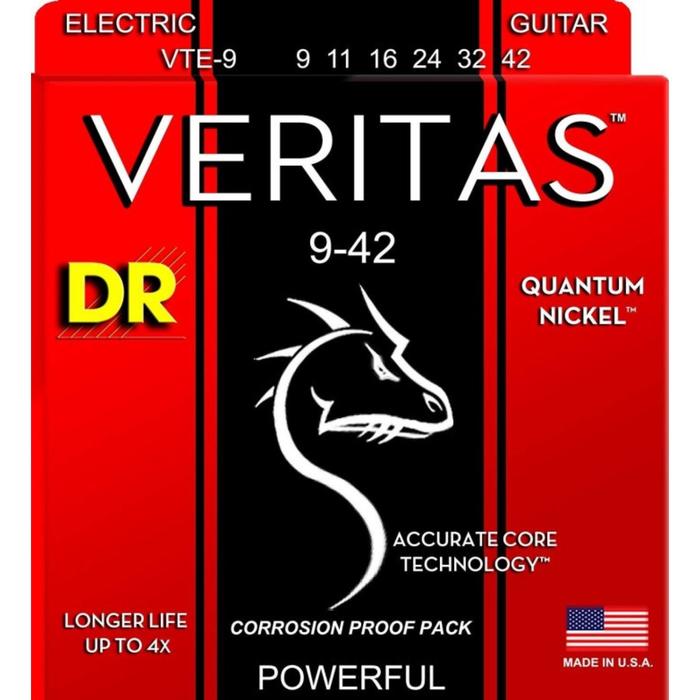 фото Струны для электрогитары dr vte - 9 - серия veritasс технологией coated core, light (9 - 42) 66337