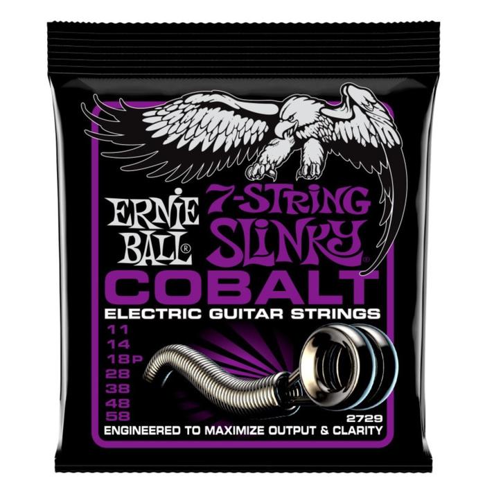 фото Струны для электрогитары ernie ball 2729 - cobalt power slinky 7 (11 - 14 - 18p - 28 - 38 - 48 - 58)