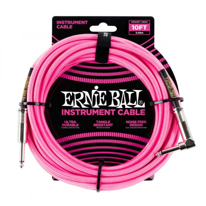 

Кабель инструментальный ERNIE BALL 6078 - оплетённый, 3,05 м, прямой/угловой джеки, розовый неон 6