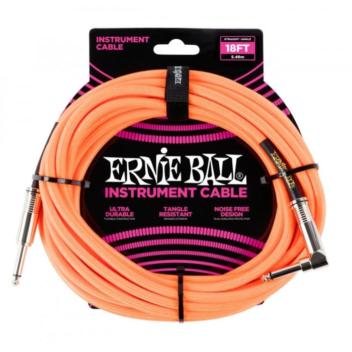 

Кабель инструментальный ERNIE BALL 6084 - оплетённый, 5,49 м, прямой/угловой джеки, оранжевый неон