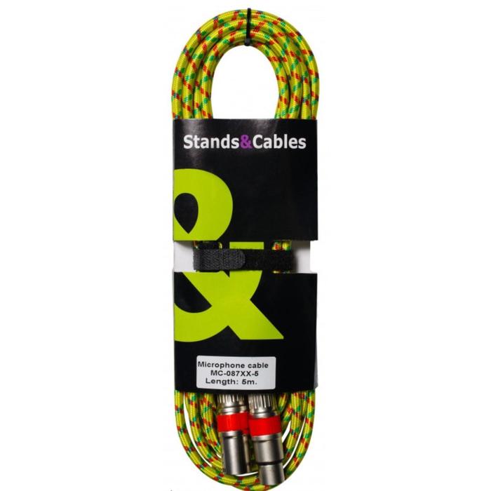Микрофонный кабель STANDS & CABLES MC - 087XX - в тканевой оплетке. Разъемы: XLR мама - XLR папа. кабель stands
