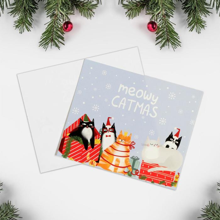 

Открытка-мини Meowy catmas, 8,8 х 10,7 см