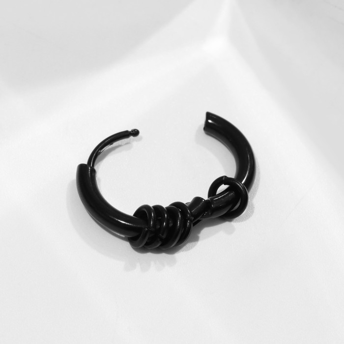 Пирсинг в ухо "Колечки", d=1,7см, цвет чёрный