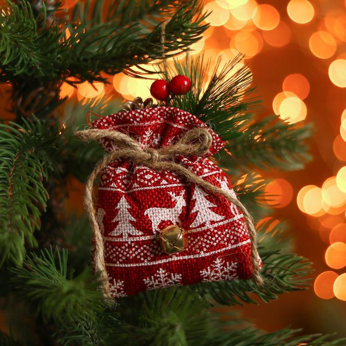 Подвеска новогодняя на ёлку «Мешочек с подарками», 8х9 см игрушка на ёлку символ года 8 8х9 см