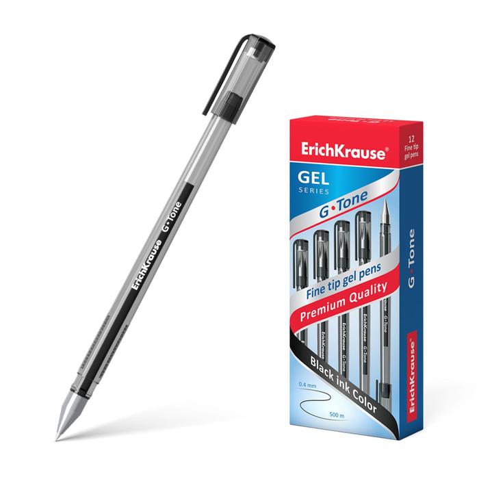 Ручка гелевая ErichKrause G-Tone, узел 0.5 мм, чернила чёрные, длина линии письма 500 метров