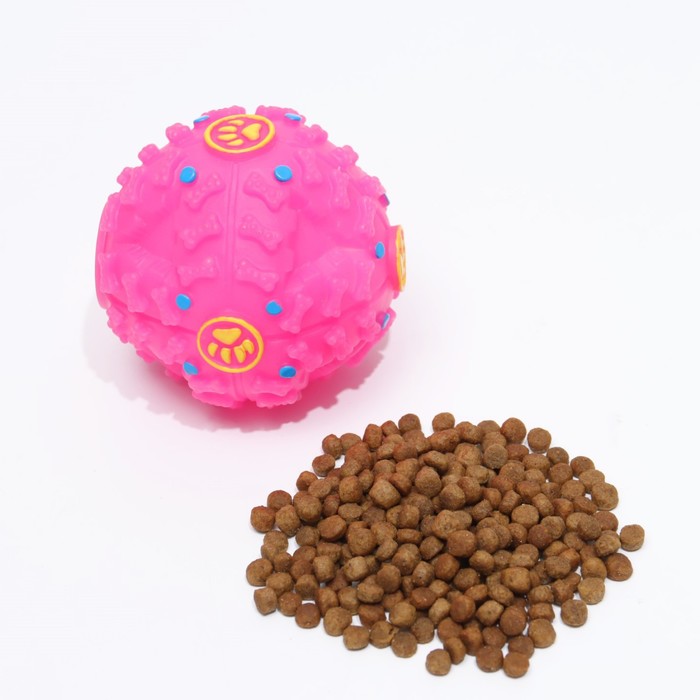 фото Квакающий мяч для собак, жёсткий, 7,5 см, розовый пижон