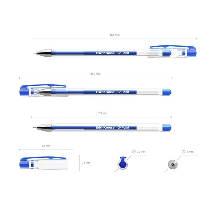 фото Ручка гелевая erichkrause g-point, чернила синие, узел 0.38 мм, длина линии письма 500 метров