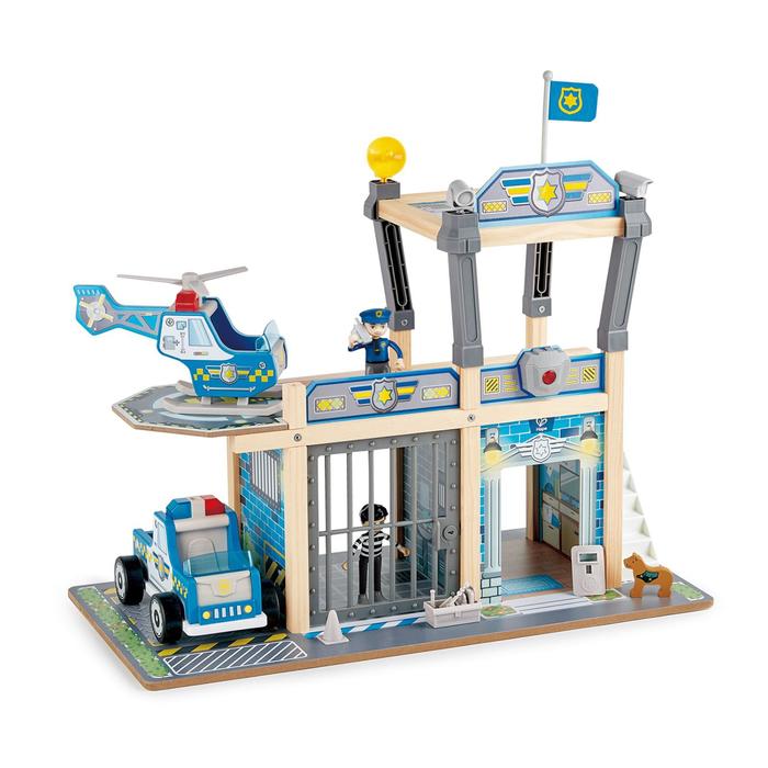 Набор игровой Hape «Полицейский участок», двухэтажный, с вертолётом, машиной и куклами hape полицейский участок