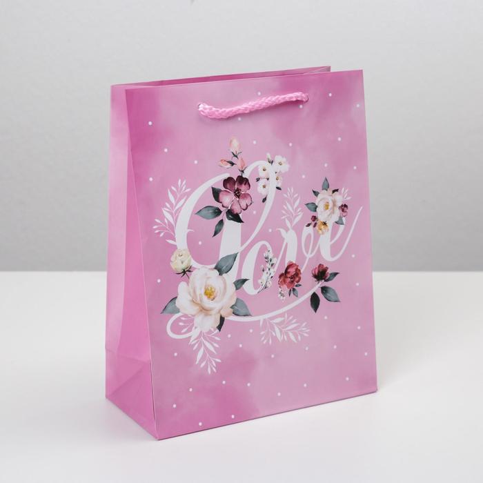 Пакет подарочный ламинированный, упаковка, Love, MS 18 х 23 х 8 см пакет ламинированный цветы ms 18 х 23 х 8 см