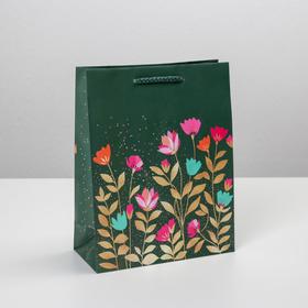 Пакет подарочный ламинированный, упаковка, «Цветы», MS 18 х 23 х 8 см