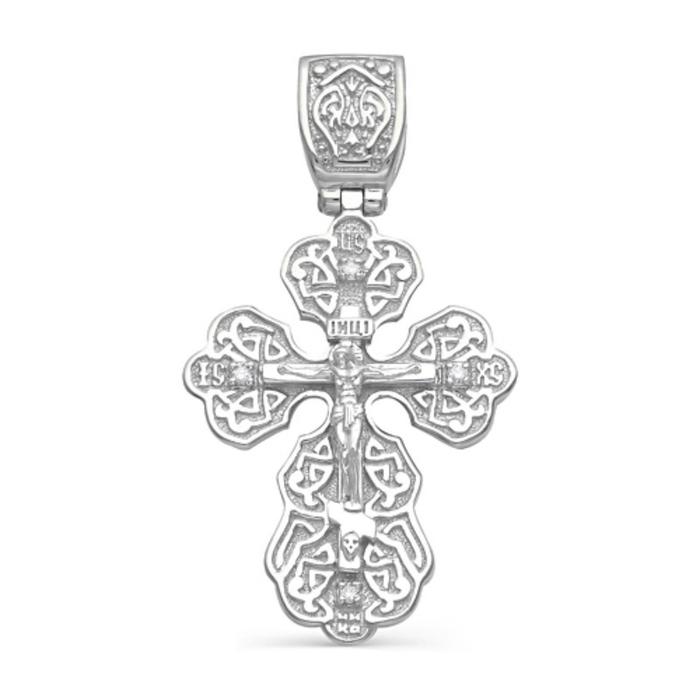 фото Подвеска посеребрение "православный крест" 59-04930, цвет белый в серебре нордика