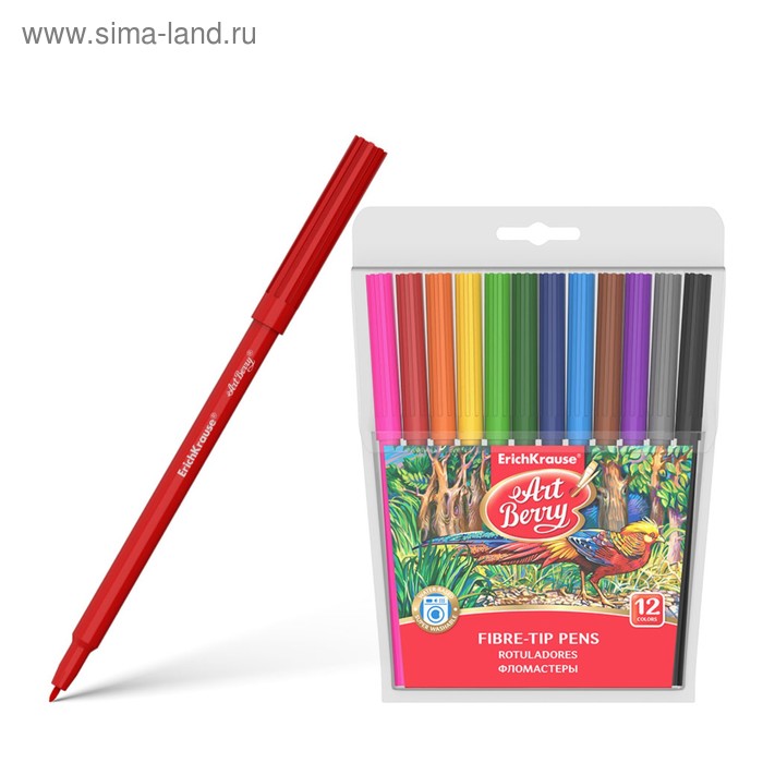 

Фломастеры 12 цветов ErichKrause ArtBerry, 1-2 мм, микс