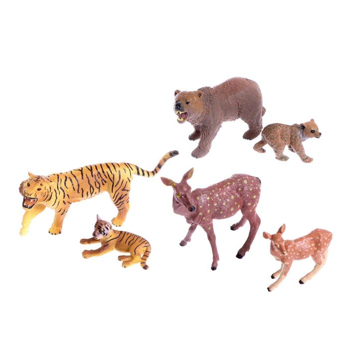 Набор диких животных «Дети и родители», 6 фигурок