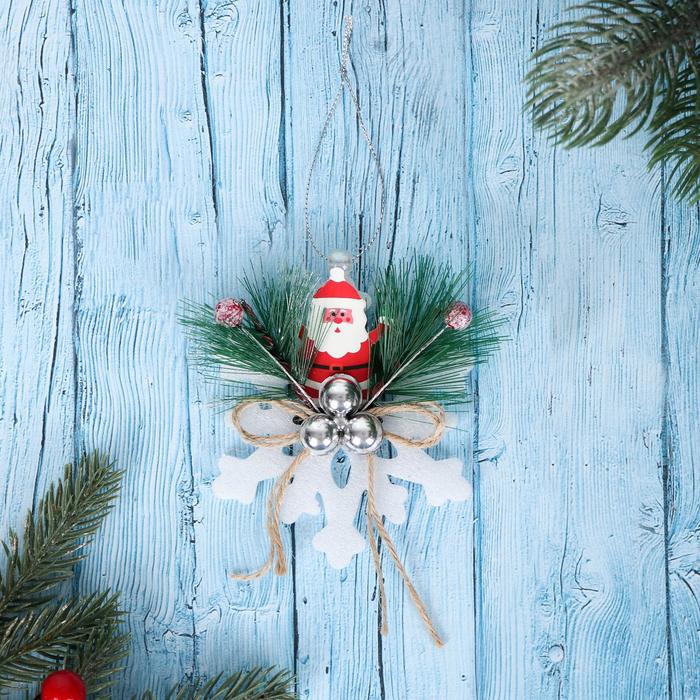 Украшение новогоднее Снежинка дедушка мороз 10 см цена и фото