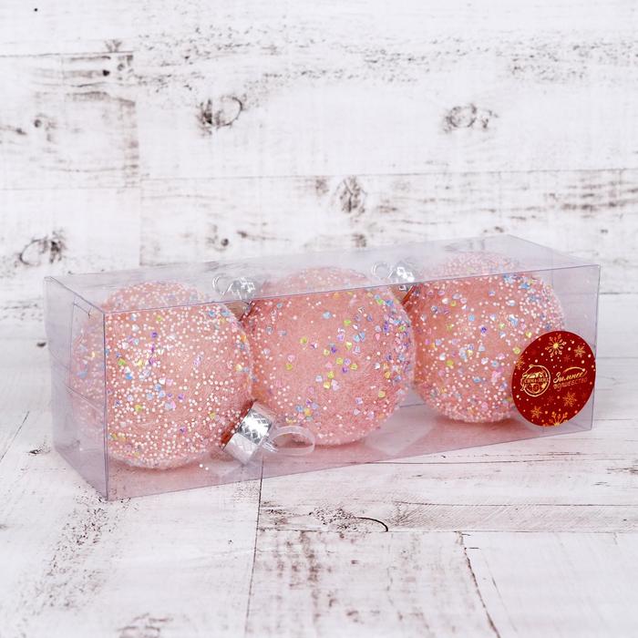 фото Набор шаров пластик d-8 см, 3 шт "снежное царство" диско зимнее волшебство