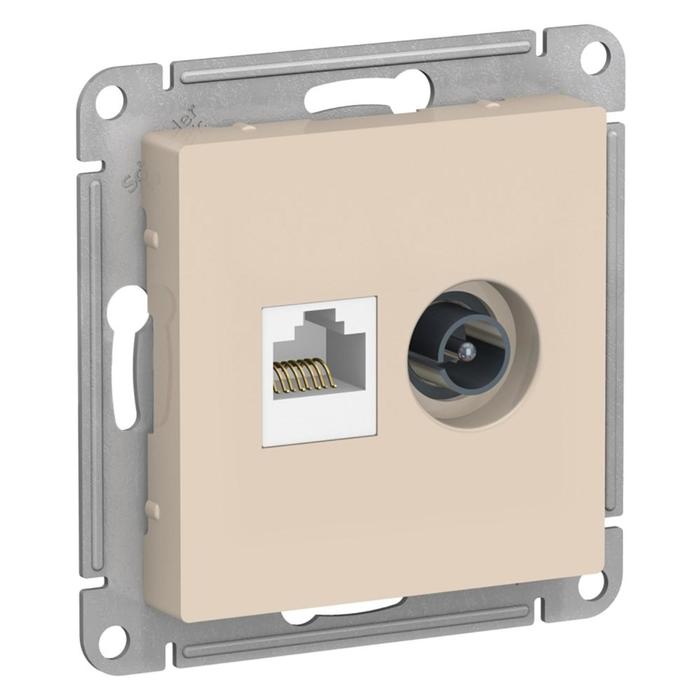 

Розетка двойная ТВ + компьютерная RJ45 SE ATLASDESIGN, кат. 5Е, бежевый