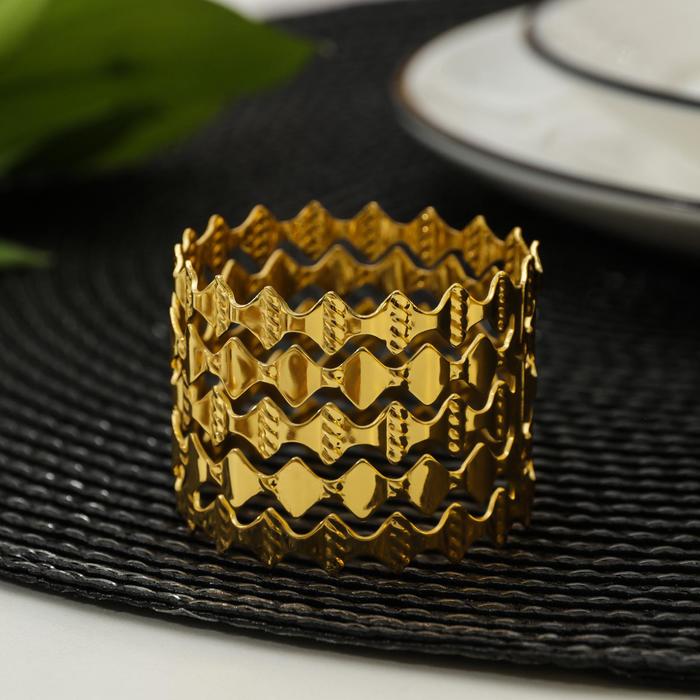 Кольцо для салфетки «Фера», 5×5×3,5 см, цвет золотой