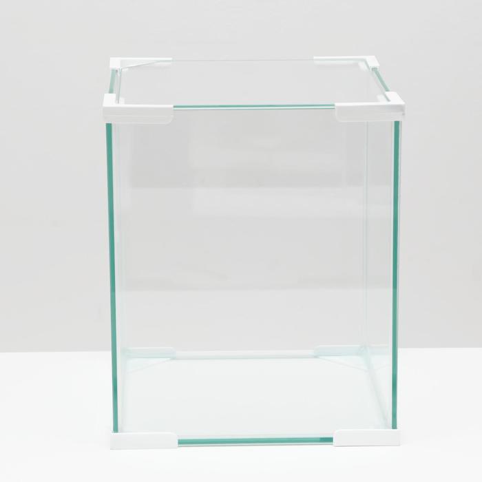 Аквариум Куб белый уголок, покровное стекло, 19 литров, 25 x 25 x 30 см