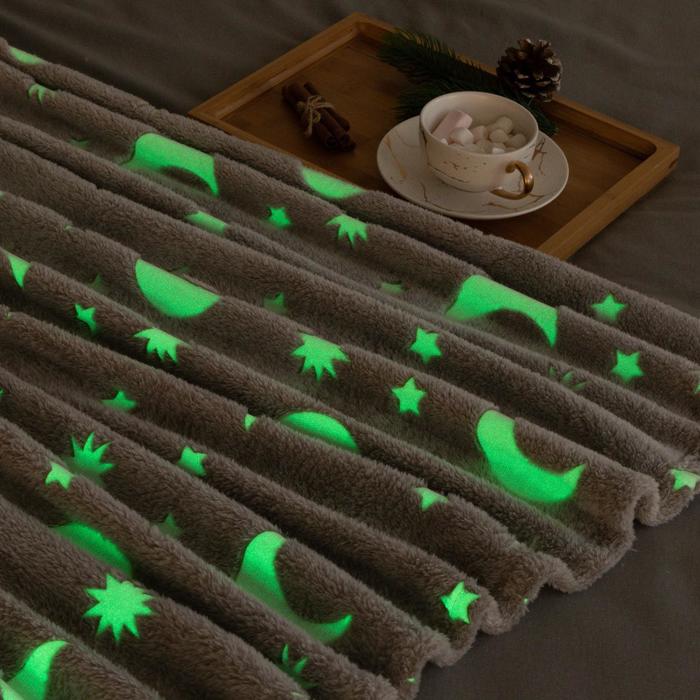 фото Плед светящийся в темноте этель «луна» 150*200 см,100% п/э, корал-флис, 220 гр/м2