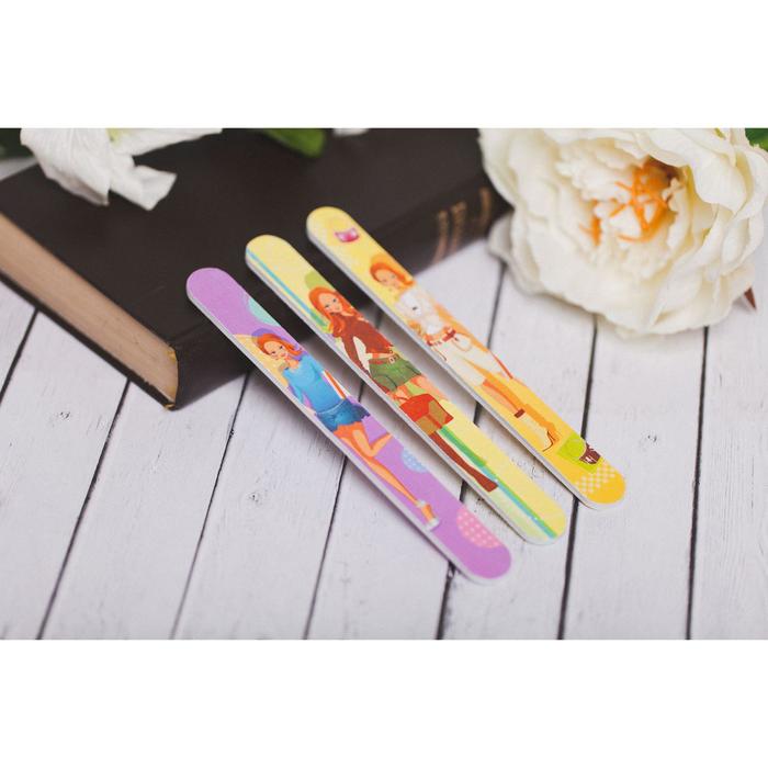 Пилка-наждак "Ассорти", абразивность 240/240, 18см, классика, рисунок МИКС