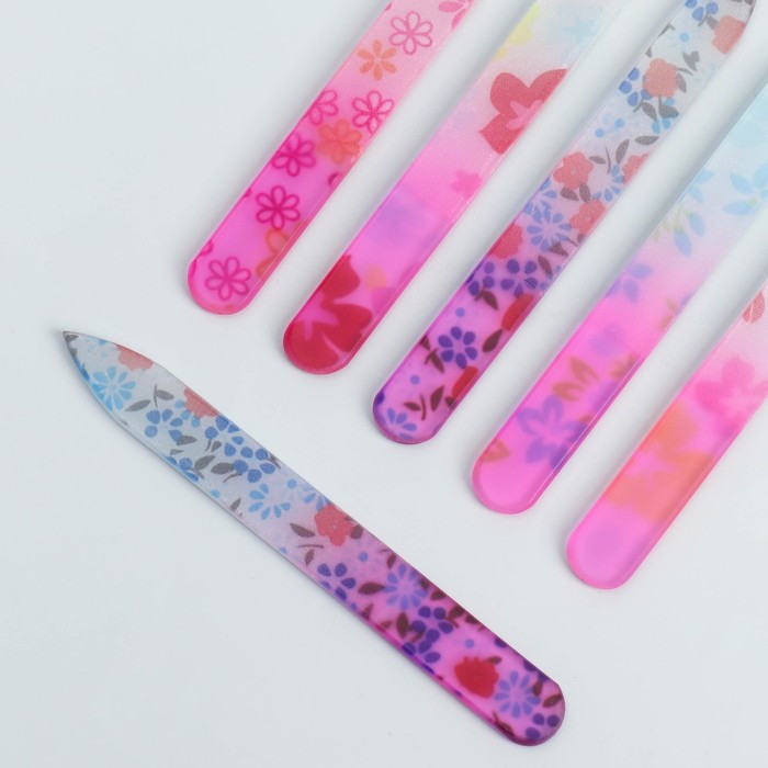 Пилка стеклянная для ногтей "Ассорти", 9см, рисунок МИКС