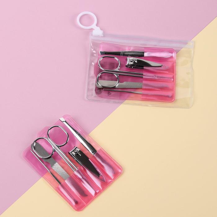 Набор маникюрный, 5 предметов, цвет серебристый