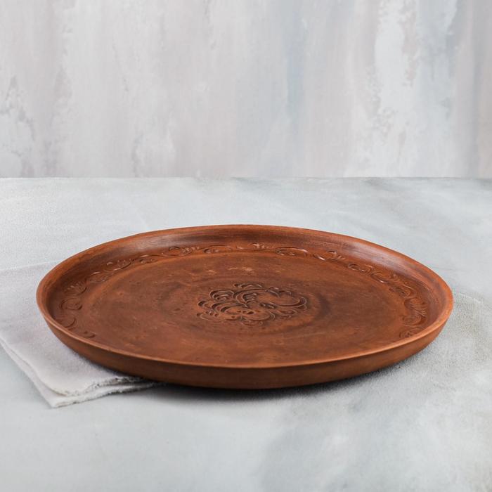 фото Тарелка для пиццы, резка, 30.5 см красная глина