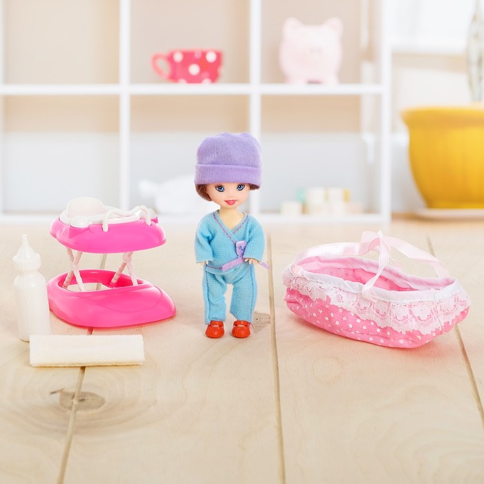 Кукла малышка "Надя" с переноской и ходунками, с аксессуарами