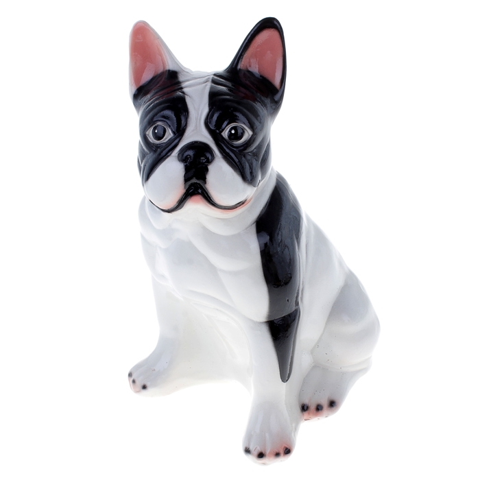 Копилка "Французский бульдог" большая, глянец, бело-чёрная