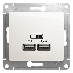 

Розетка SE Glossa, USB, A+С, 5В/2,4 А, 2х5В/1,2 А, механизм, цвет перламутр