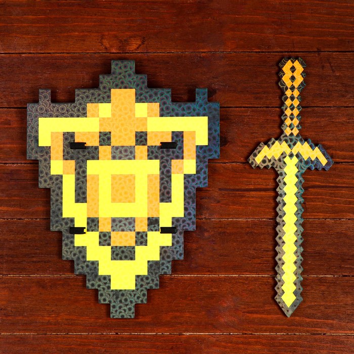 Набор деревянных сувениров Золотое оружие щит, меч