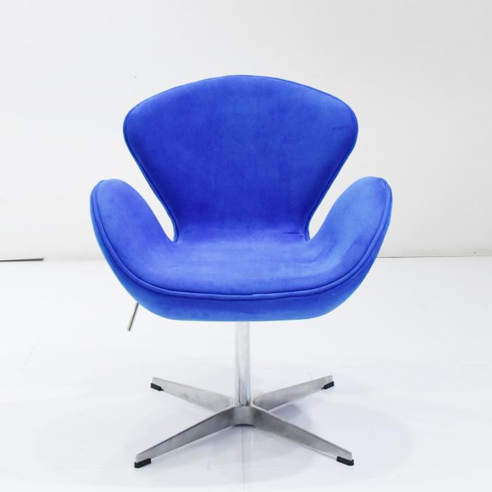 фото Кресло swan chair, 700 × 610 × 950 мм, искусственная замша, цвет синий bradex home