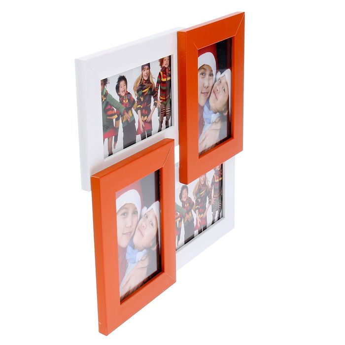 Фоторамка на 4 фото "Белая и оранжевая" 10х15 см