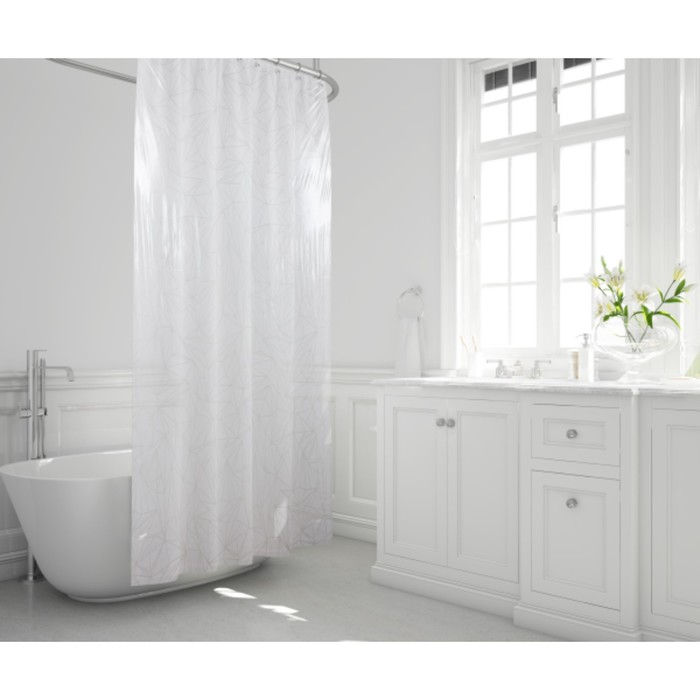 фото Штора для ванной комнаты prisma, 180х200 см, пвх, цвет белый
