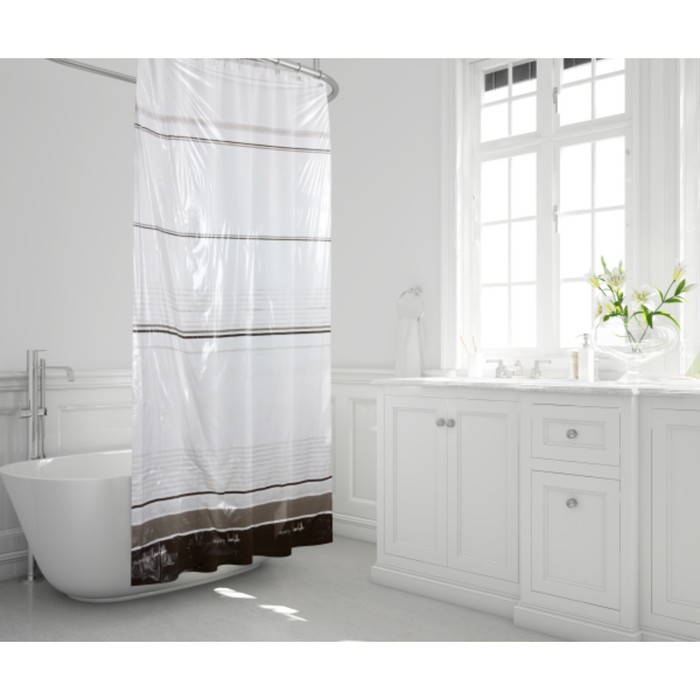 фото Штора для ванной комнаты vaniglia, 240х200 см, пвх, цвет бежевый